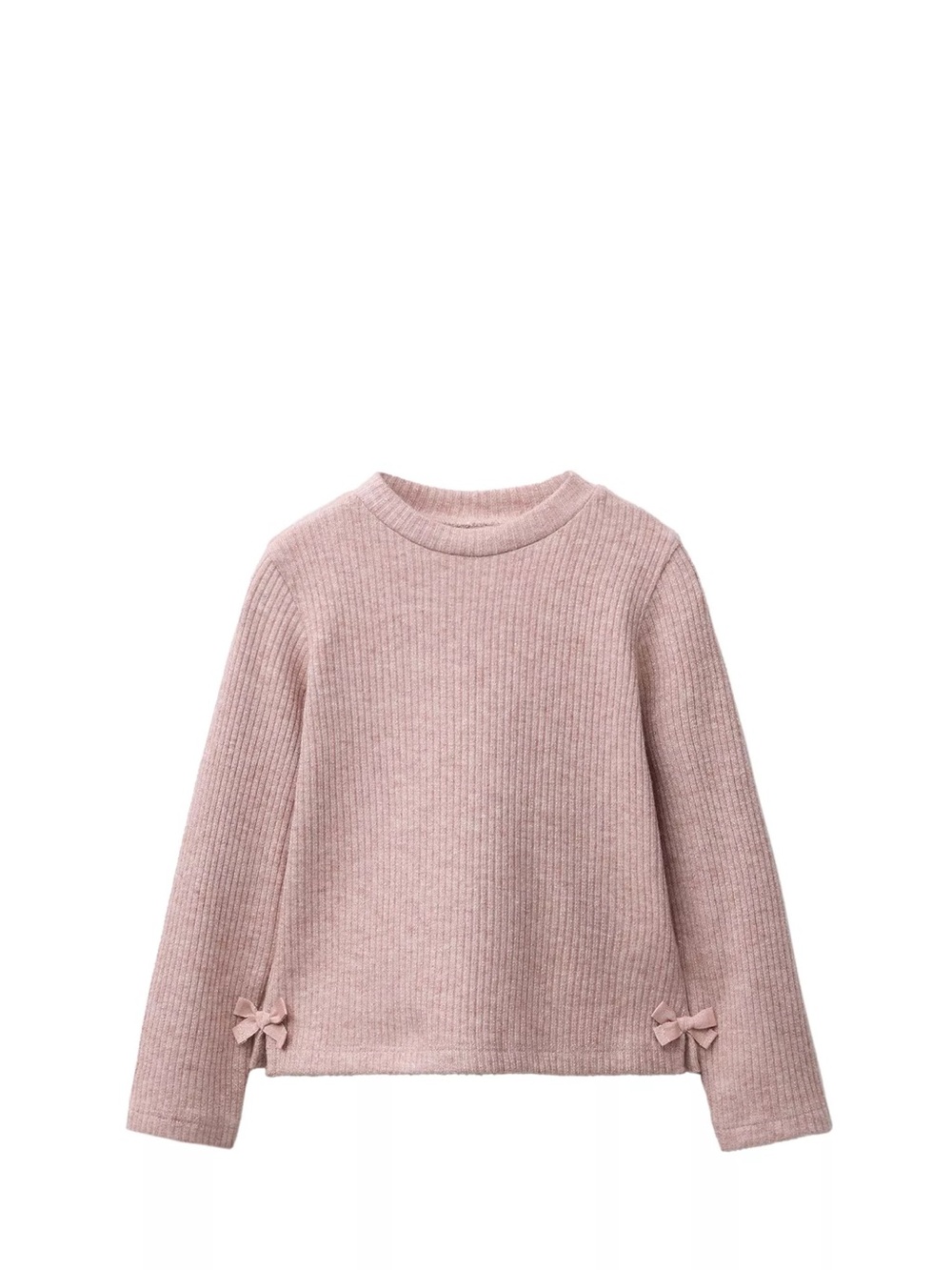 Toddler Dusty Pink Ribbed Sweater with Bow Details